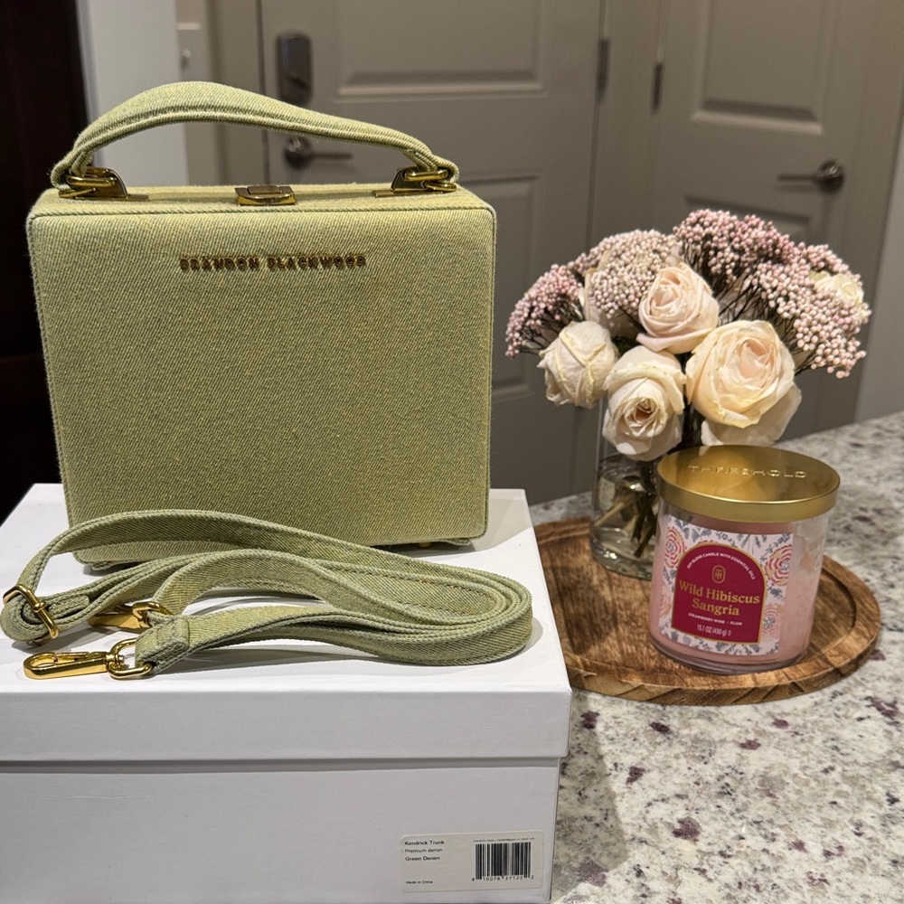 Brandon Blackwood Kendrick Trunk- Green Denim, Gold Hardware